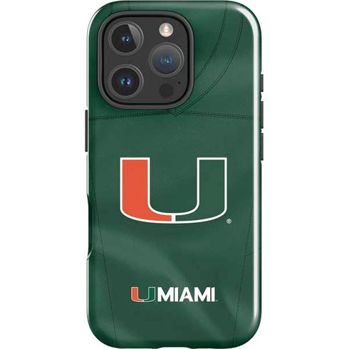 University of Miami Green Jersey iPhone 16 Pro Impact Case